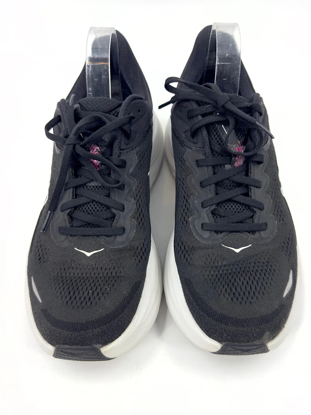 Hoka One One Womens Bondi 9 Sneakers Size 12 Black White Low Top Athletic Shoes